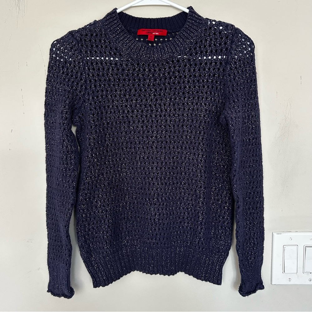 Narciso Rodriguez Navy Shimmery Cable open Knit Sweater
Size XS